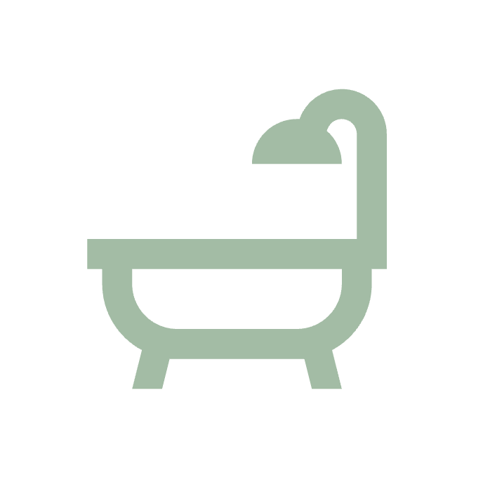 Icon of a bathtub with a showerhead above it.