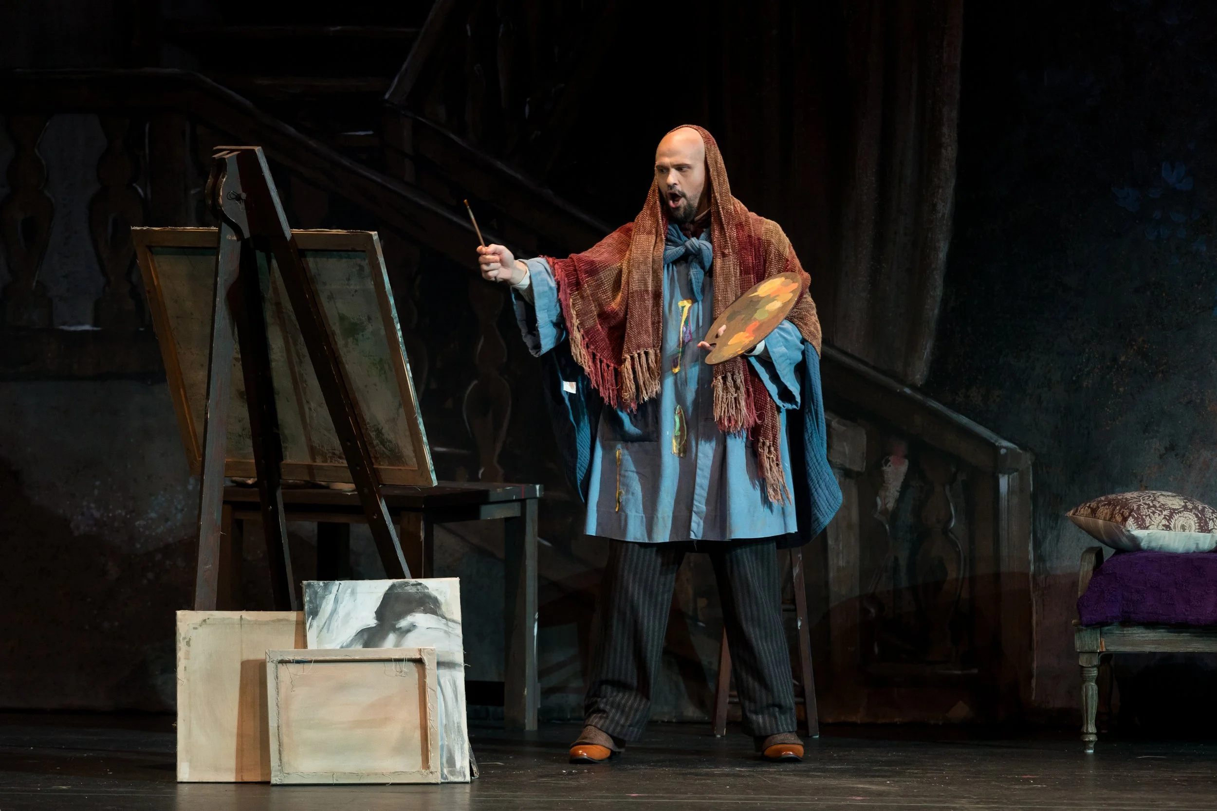 Edward Parks as Marcello in Palm Beach Opera's production of Puccini's La bohème at the Kravis Center in West Palm Beach.