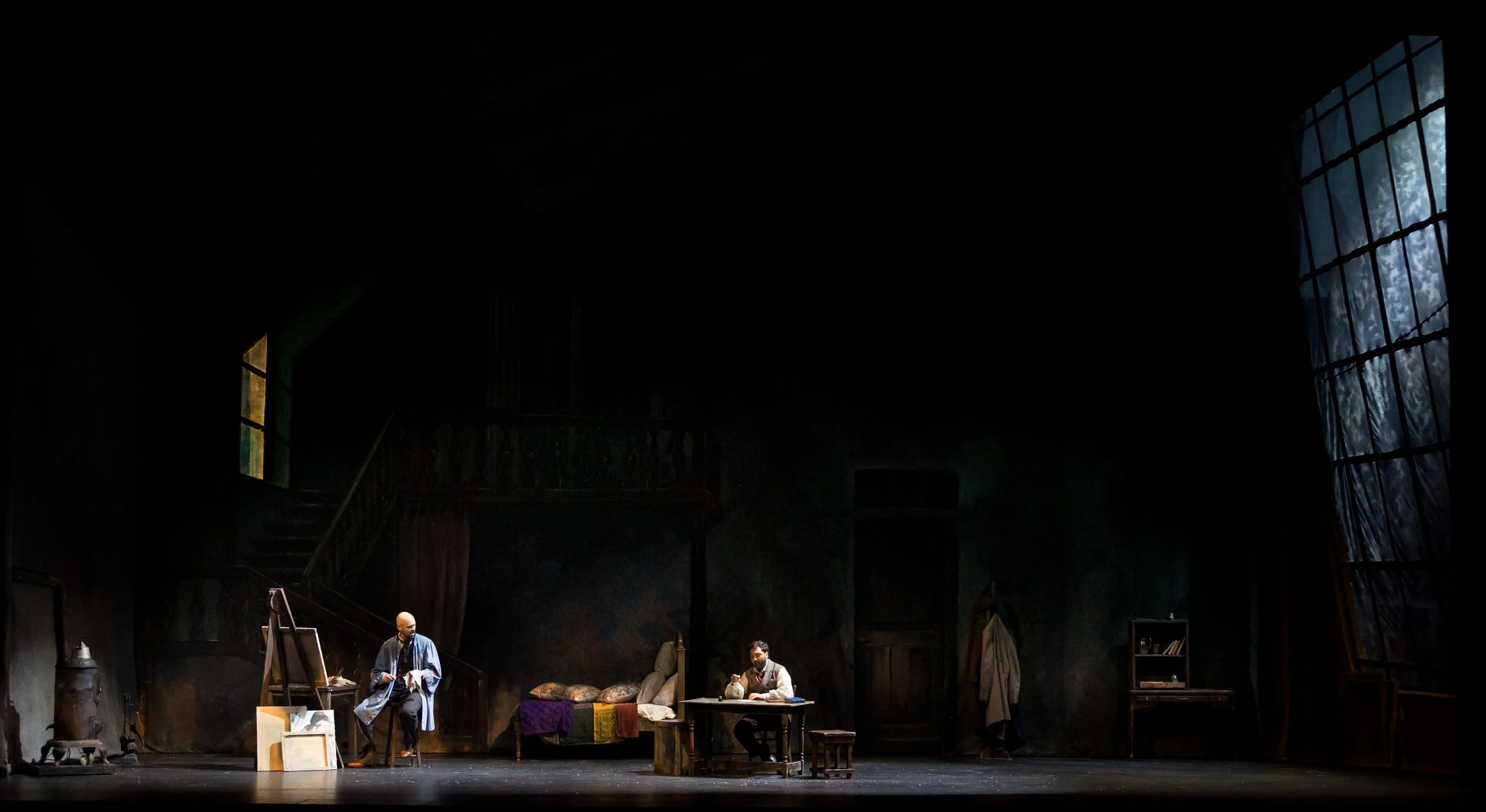 Liparit Avetisyan as Rodolfo and Edward Parks as Marcello in Palm Beach Opera's production of Puccini's La bohème at the Kravis Center in West Palm Beach.