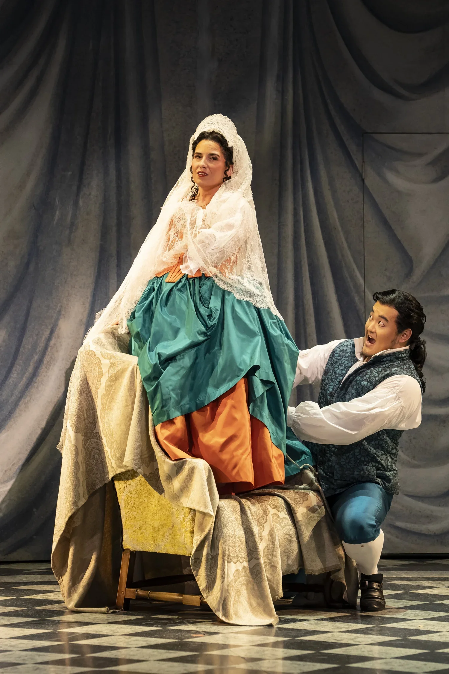 The betrothed couple, Susanna (Joélle Harvey) and Figaro (Le Bu). Photo by Scott Suchman; courtesy of Washington National Opera.
