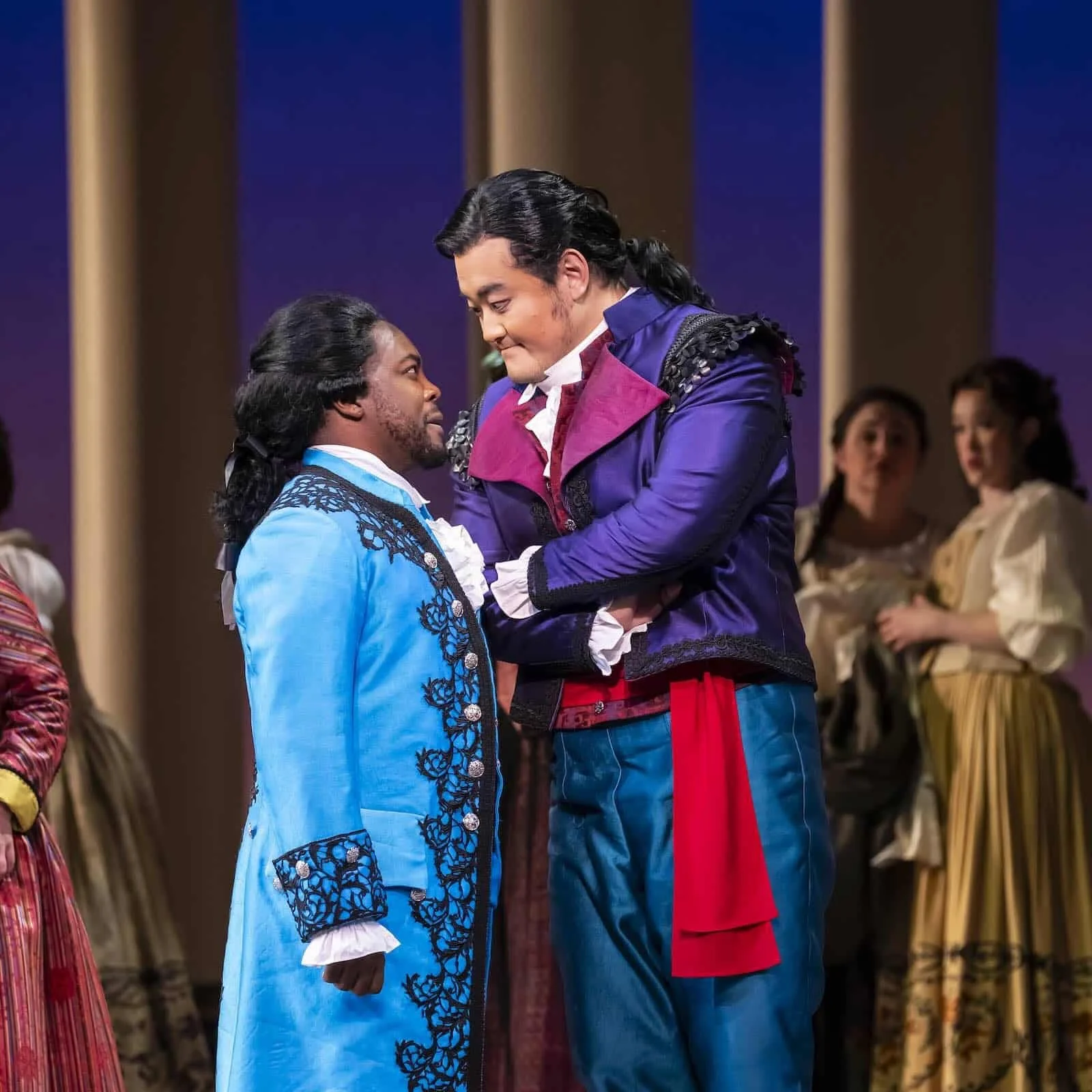 Will Liverman as Count Almaviva and Le Bu as Figaro in the Washington National Opera’s ‘The Marriage of Figaro.’ Photo by Scott Suchman.
