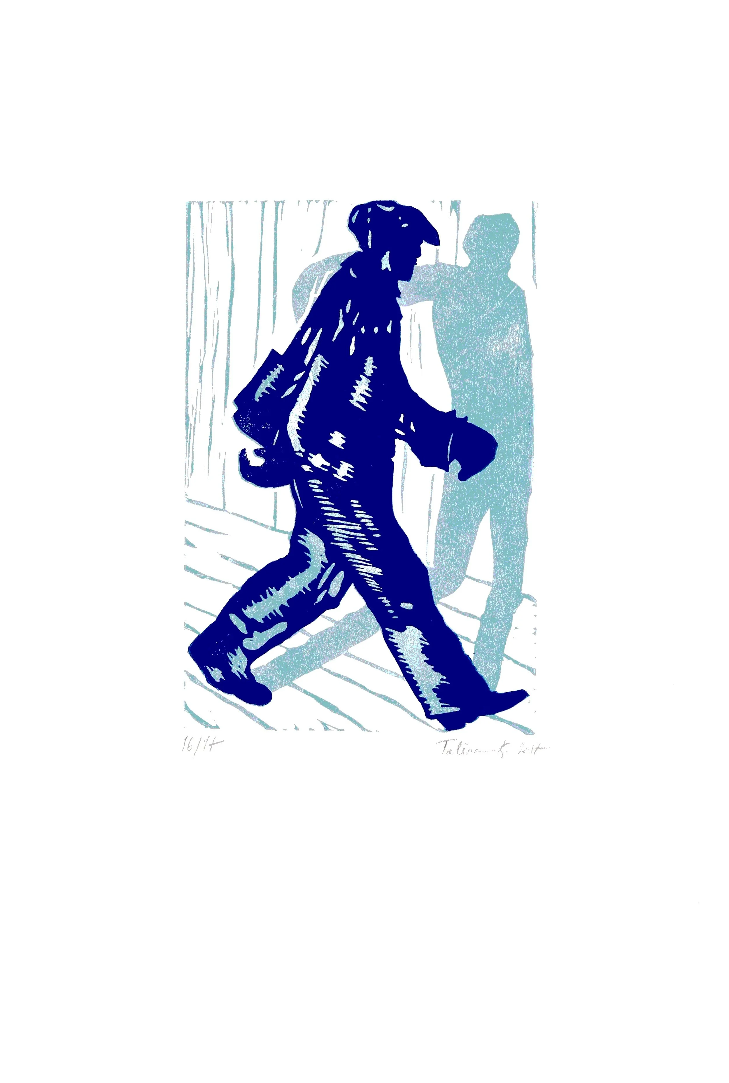 Taline Kechichian: Shadow Friend, Linocut Edition of 17, 2017