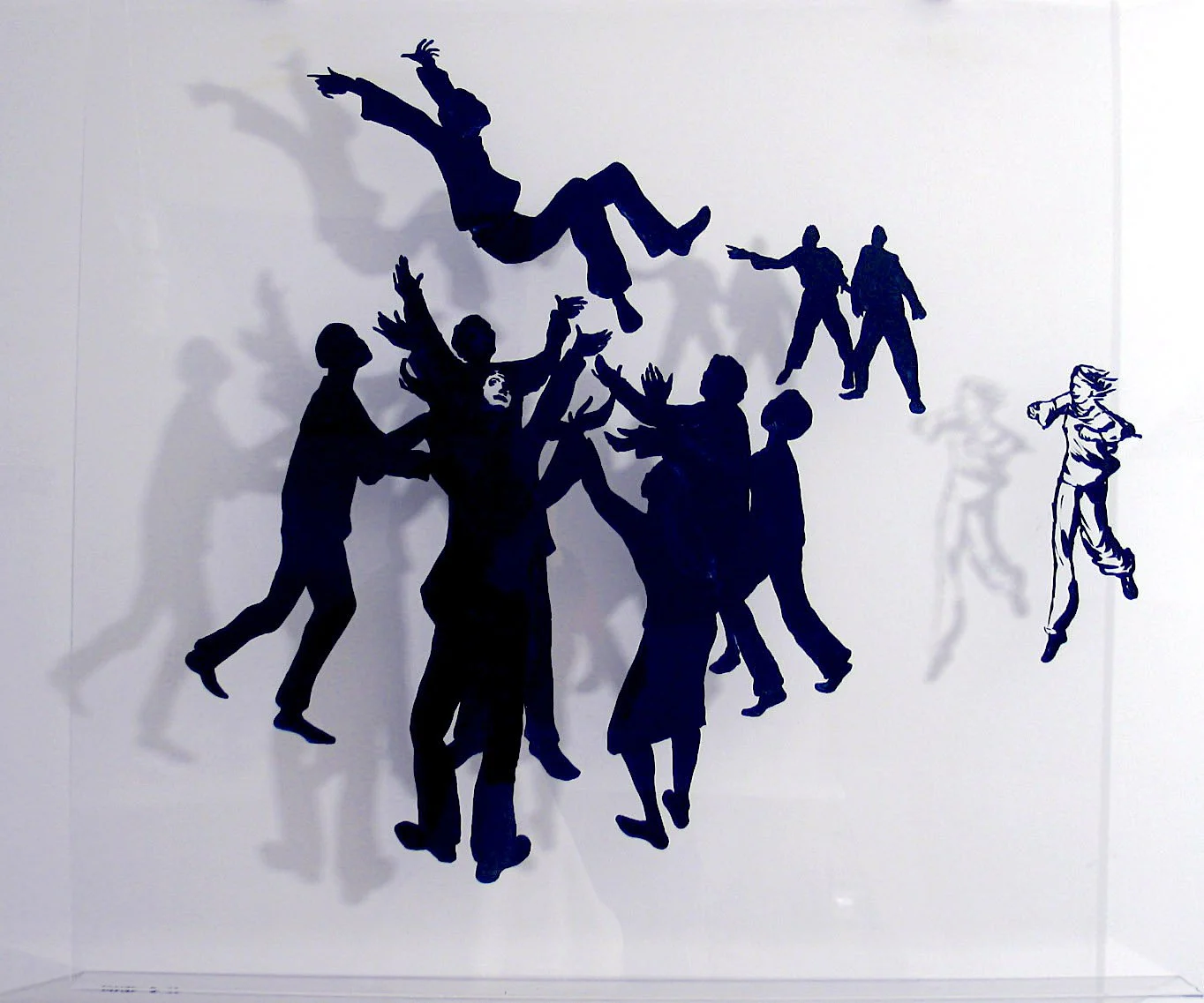 Taline Kechichian:  HE'S BACK  100x89x6cm Exhibition " TRACES OF VALUES" , Mixed Media on Plexiglass 2009