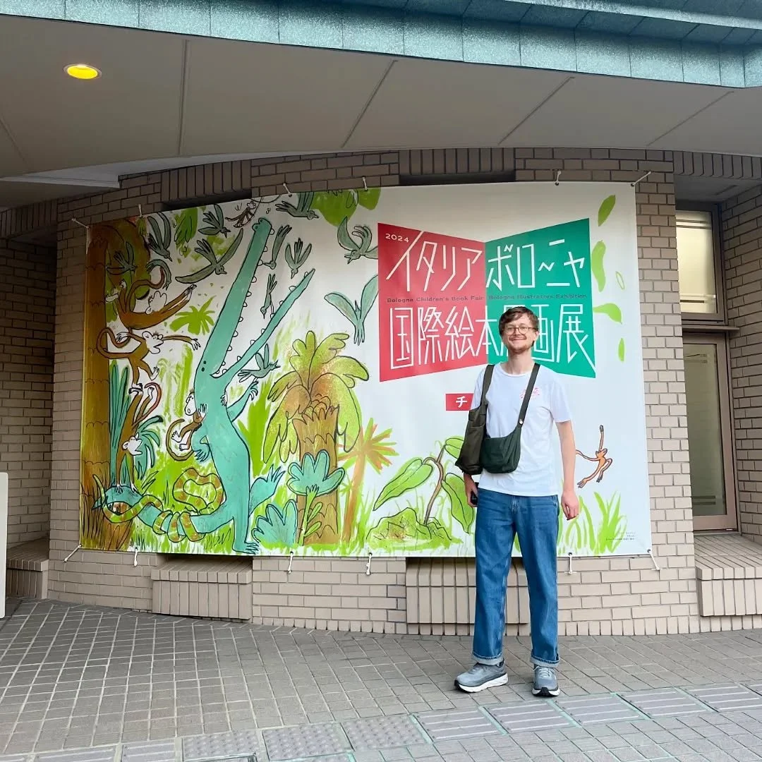 had a wonderful time visiting the @bolognachildrensbookfair exhibition that is currently hosted at @otanimuseum in Nishinomiya, Japan. I was pleasantly surprised to be greeted with such an impressively large banner of my artwork at the entrance to th