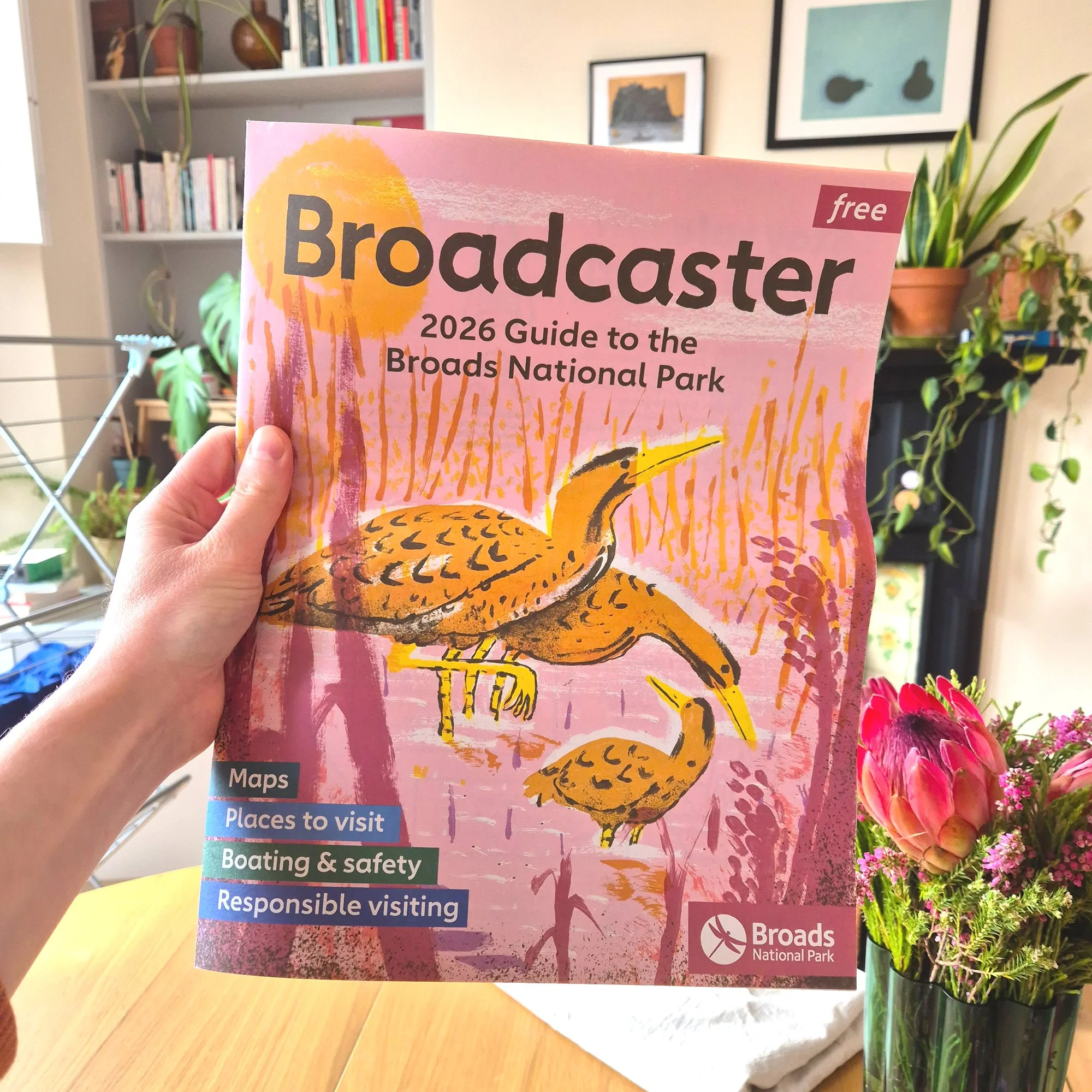 Recieved a little treat in the post 🚣 Thanks so much to Broads Authority for giving me the opportunity to illustrate the cover for Broadcaster Magazine's 2026 guide to @broadsnationalpark. Special thanks to Tom Barrett @loadofbarrett for getting me 