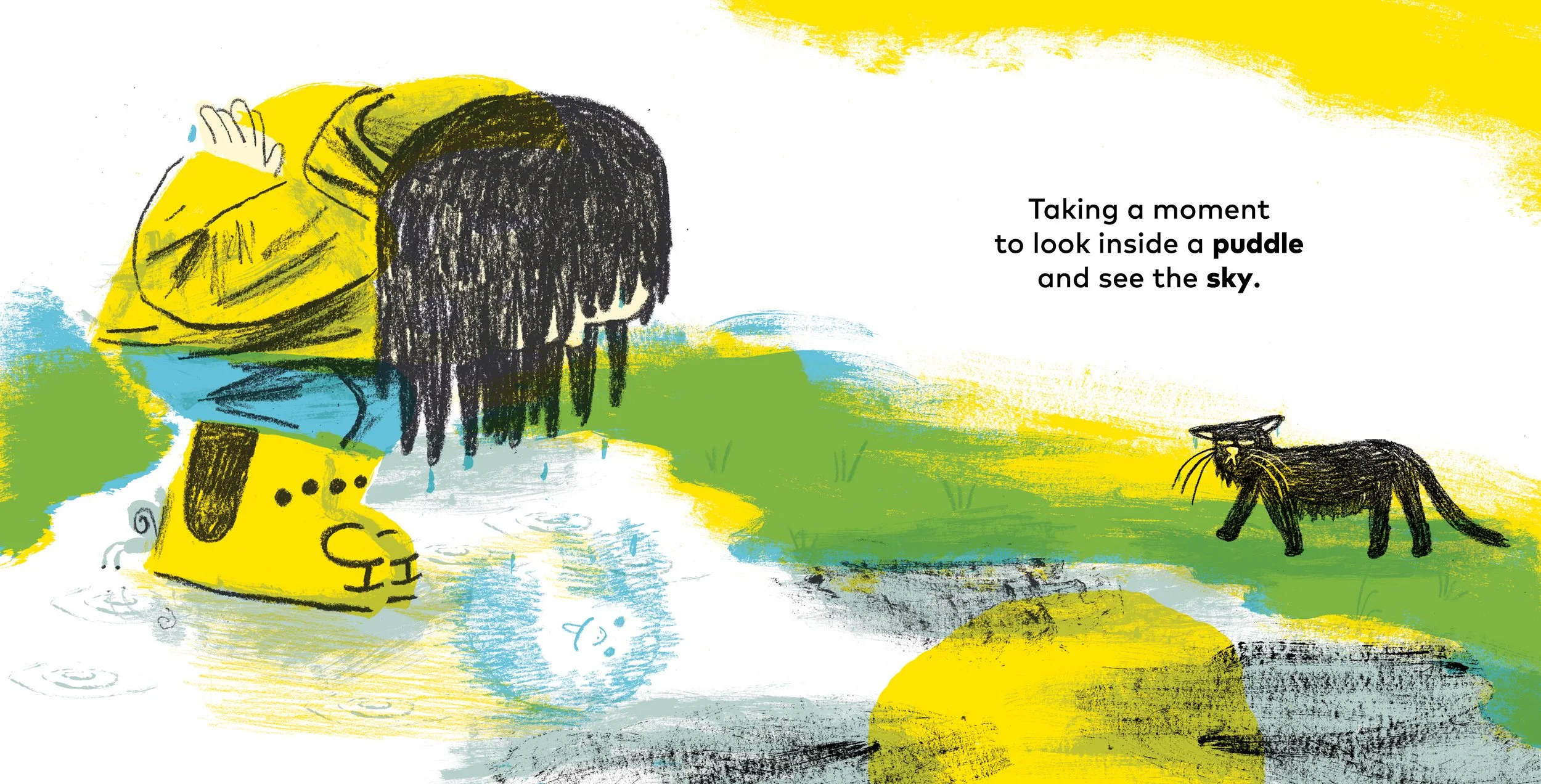 Taking a moment to look inside a puddle and see the sky.