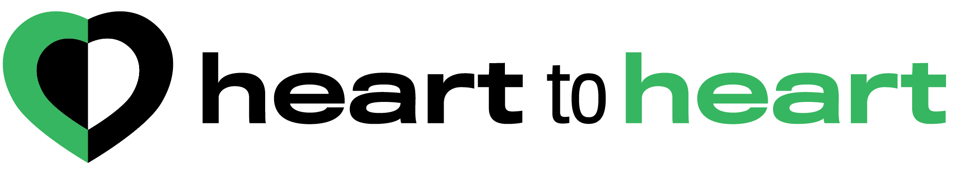 Logo for Heart To Heart with a stylized green and black heart icon.