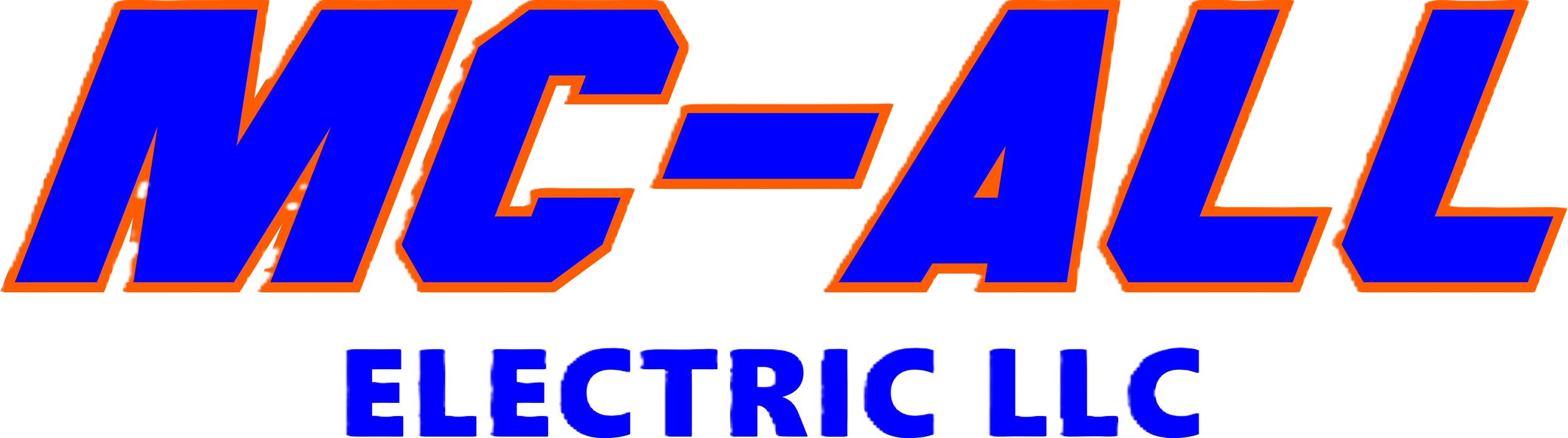 Logo for MICALL Electric LLC with the company name in large blue letters outlined in orange and the word Electric LLC below in blue.
