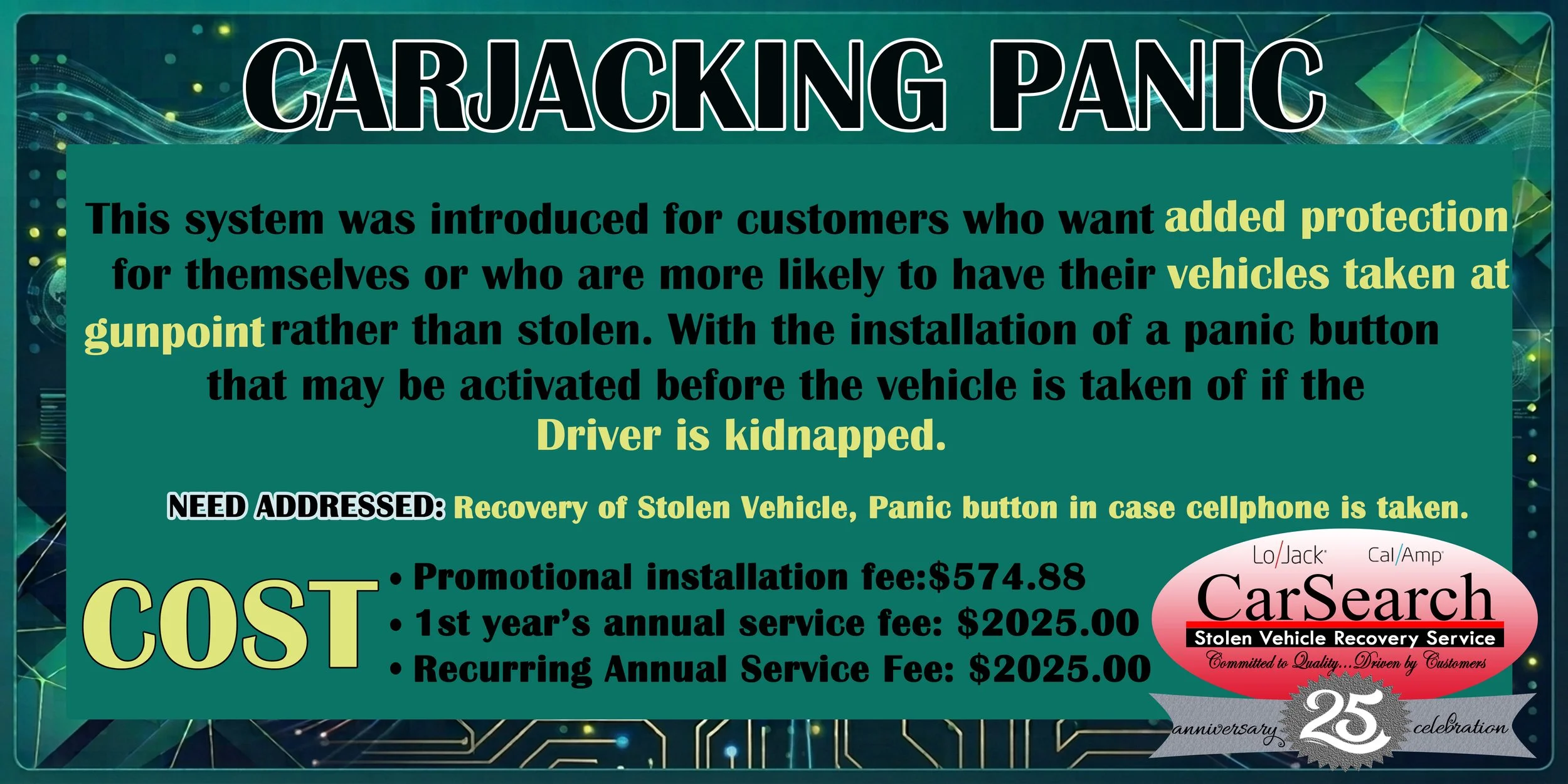 CARJACKING PANIC: Added Protection When You Need It Most