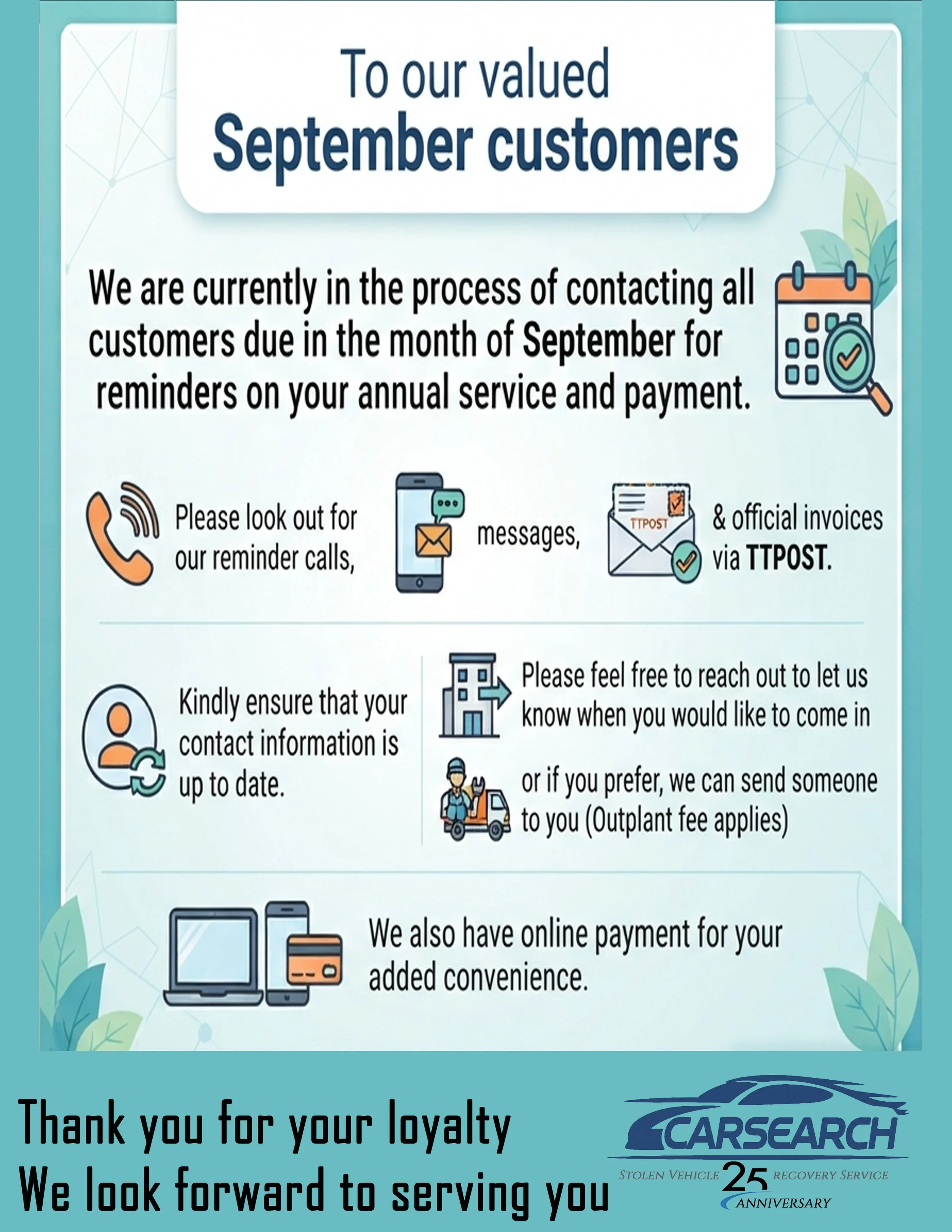 September 2026 Invoice Reminders