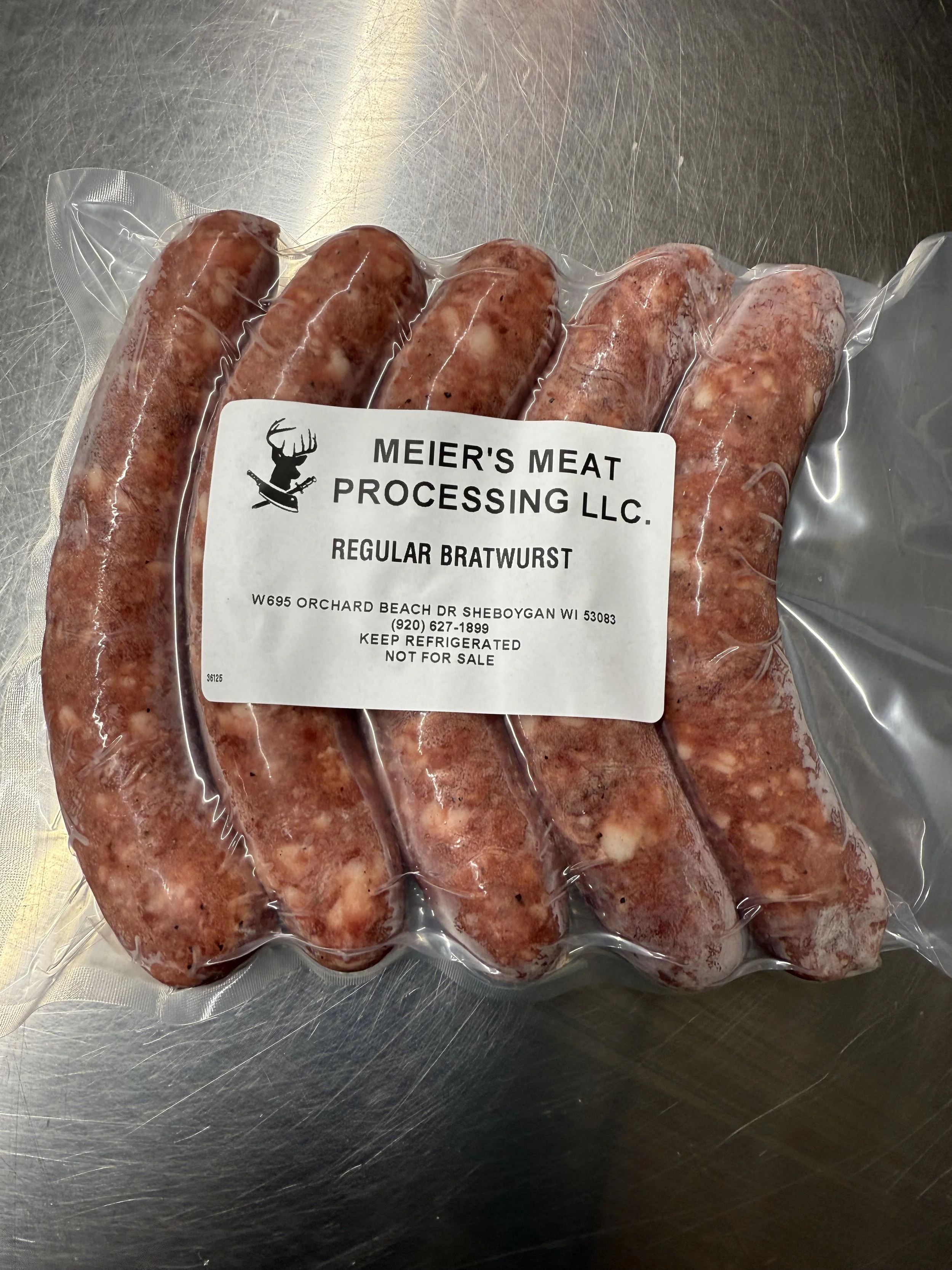 Packaged raw bratwurst sausages from Meier's Meat Processing LLC.