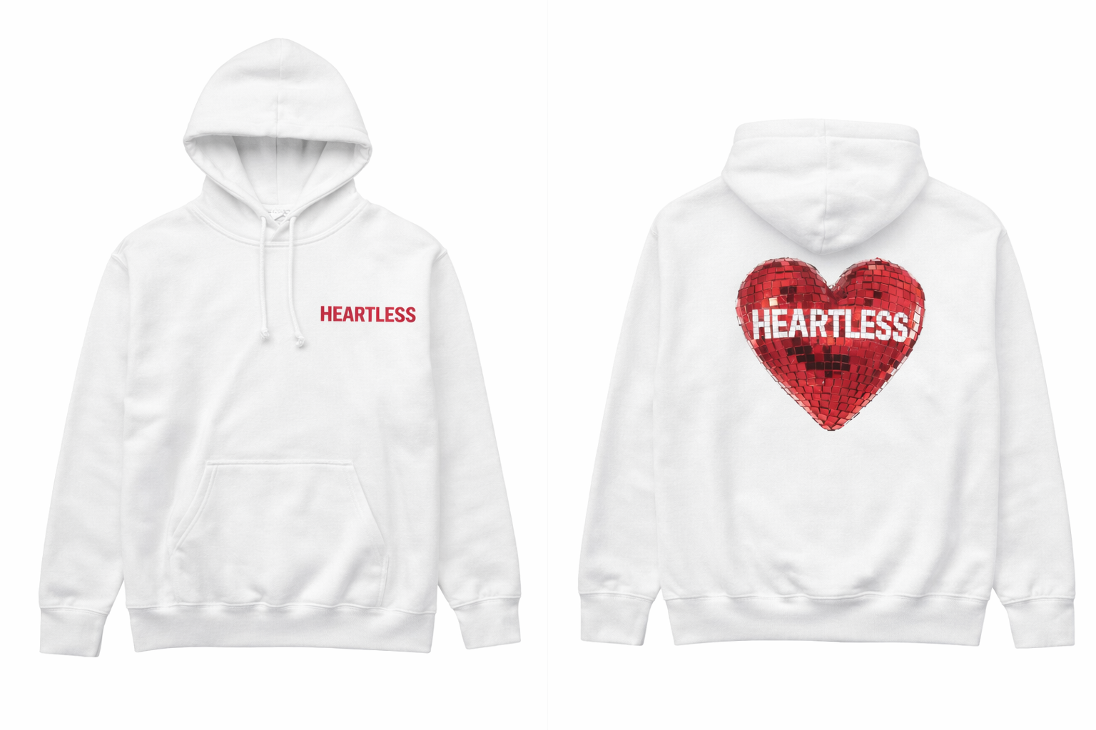 Heartless White Branded Hoodie