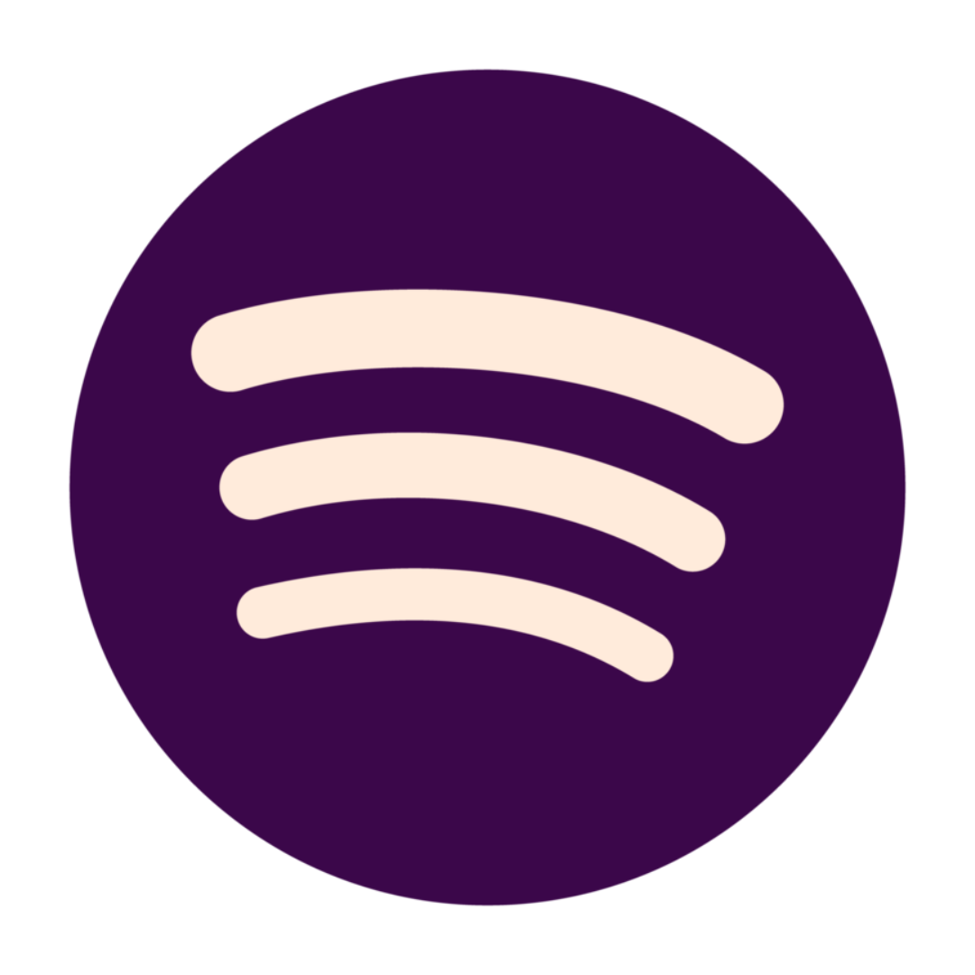 Purple circle with white Spotify logo, consisting of three curved lines.