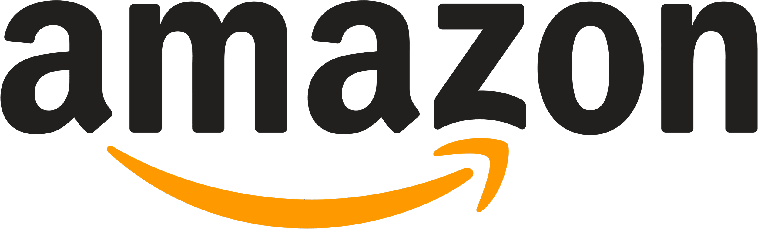 Close-up of the Amazon logo, featuring black text 'amazon' with an orange arrow pointing from the letter 'a' to the letter 'z'.