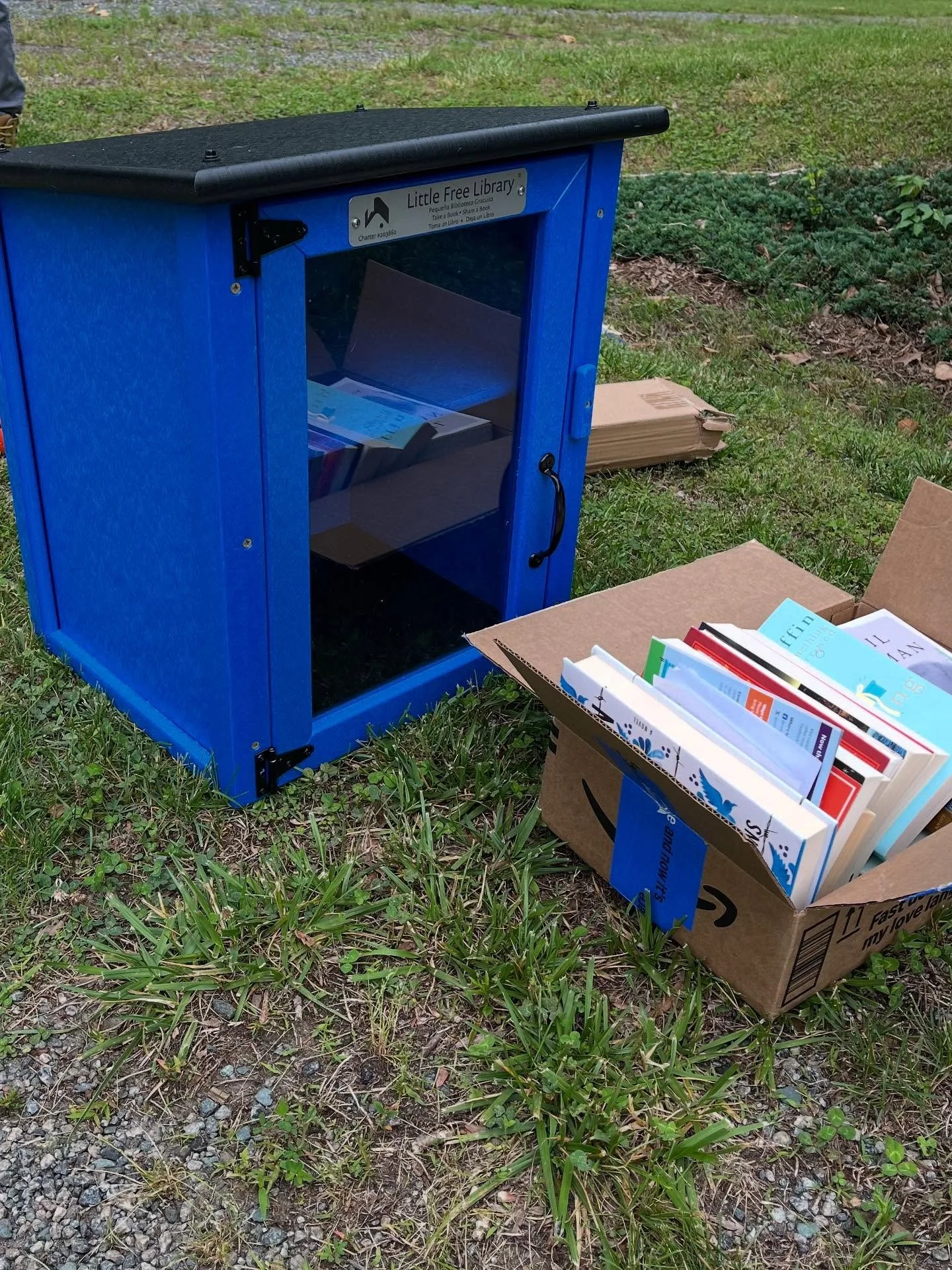 The little free library is up!  I&rsquo;m so excited to share my favorite authors and poets with the neighborhood 📚✨ 

Ghost Train 👻 by @natalieannaj 
American Mornings ☀️ by @katie_walsh_straight 

#littlefreelibrary #freelittlelibrary #takeabookl