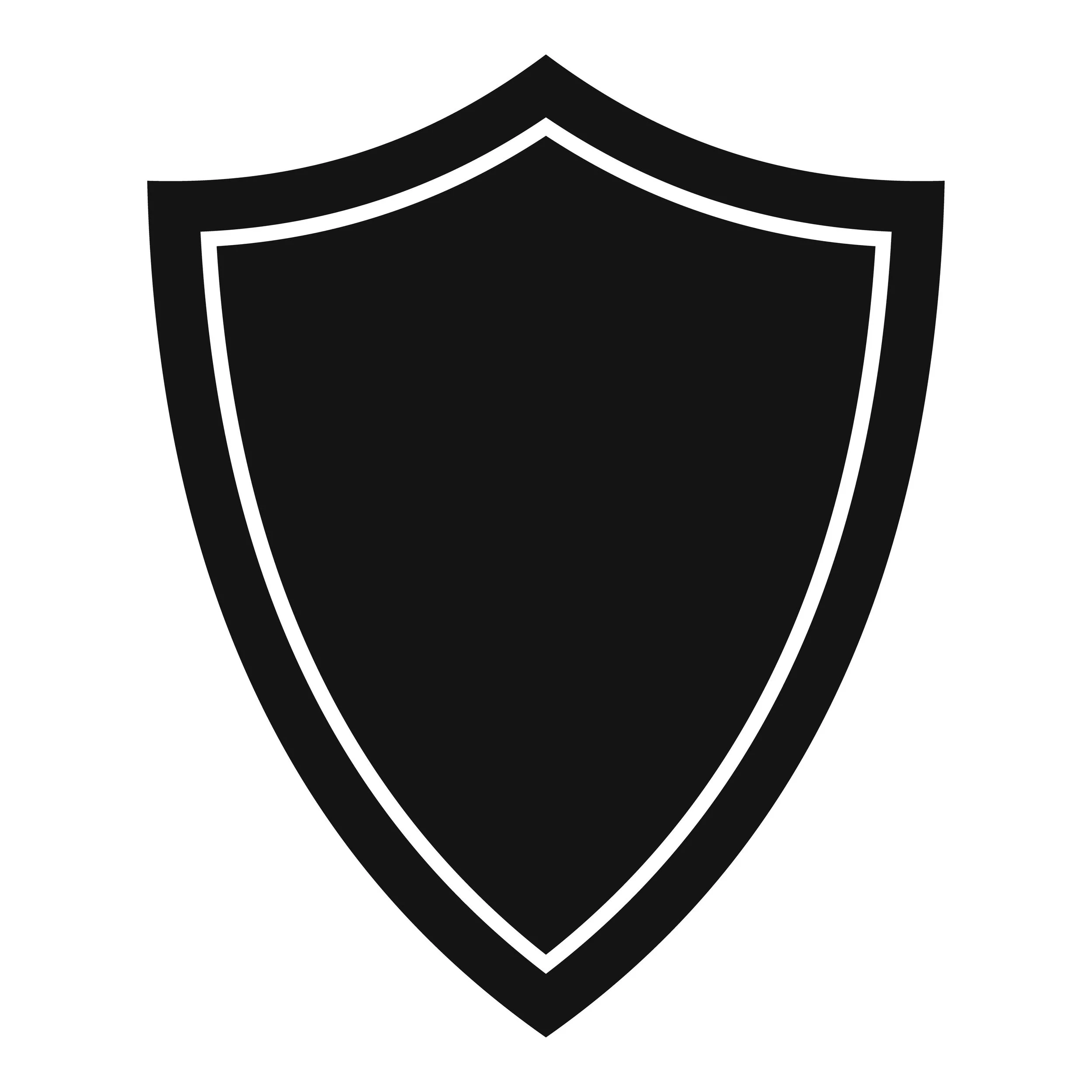 Black shield with white border outline.