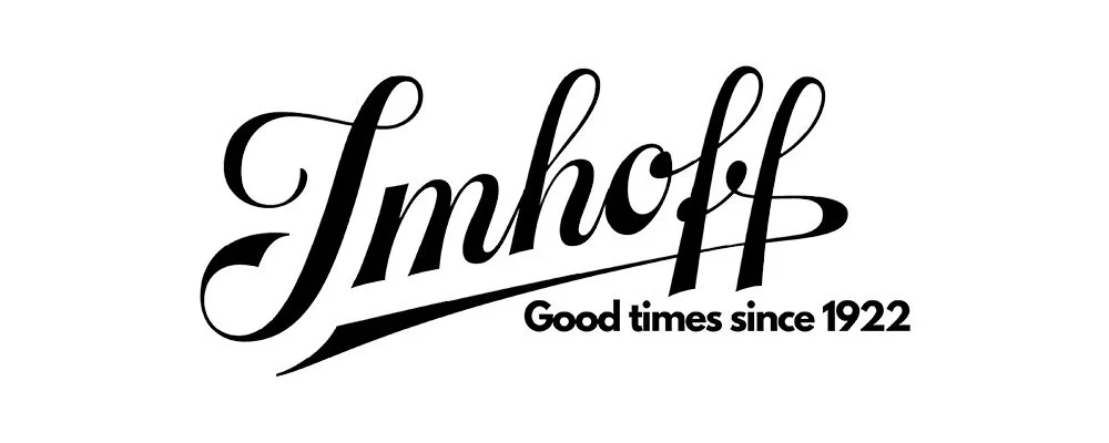 Logo des Imhoff-Unternehmens mit dem Slogan "Good times since 1922" in Schwarz auf Weiß.
