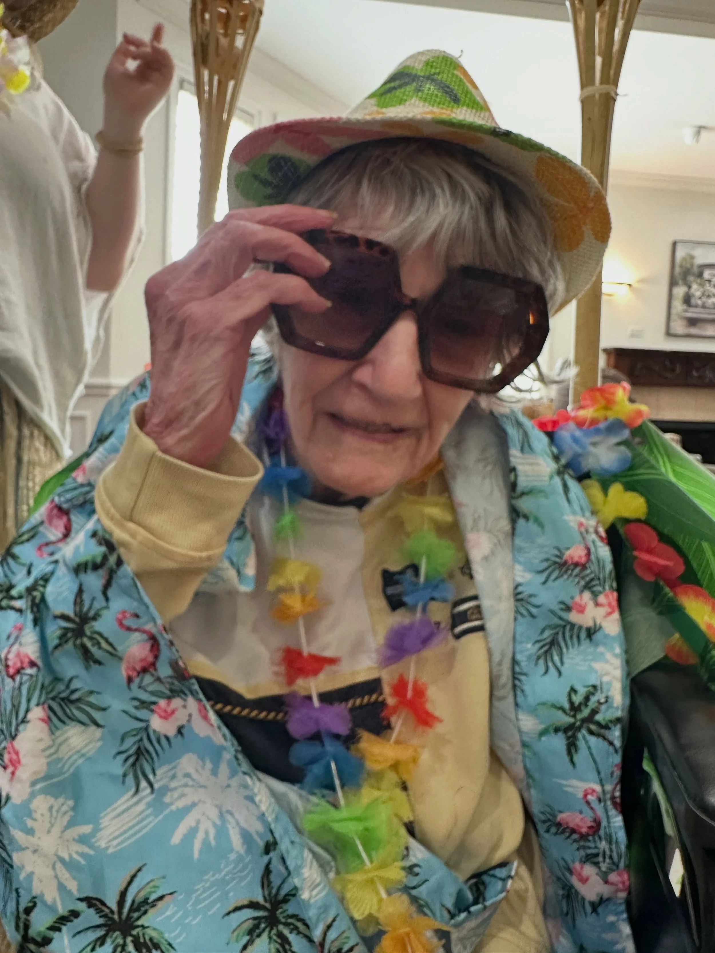 We love a good theme, but more importantly we love to go all in for our clients! This time it was adopting a new friend for their annual wheelchair decorating contest and parade at @applegrovealzheimers. Aloha, Ms. Shirley!