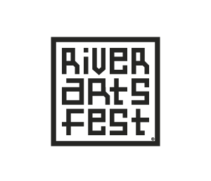 Logo for River Arts Fest in black and gray.