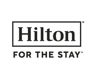 Hilton logo with the text 'Hilton for the Stay' underneath