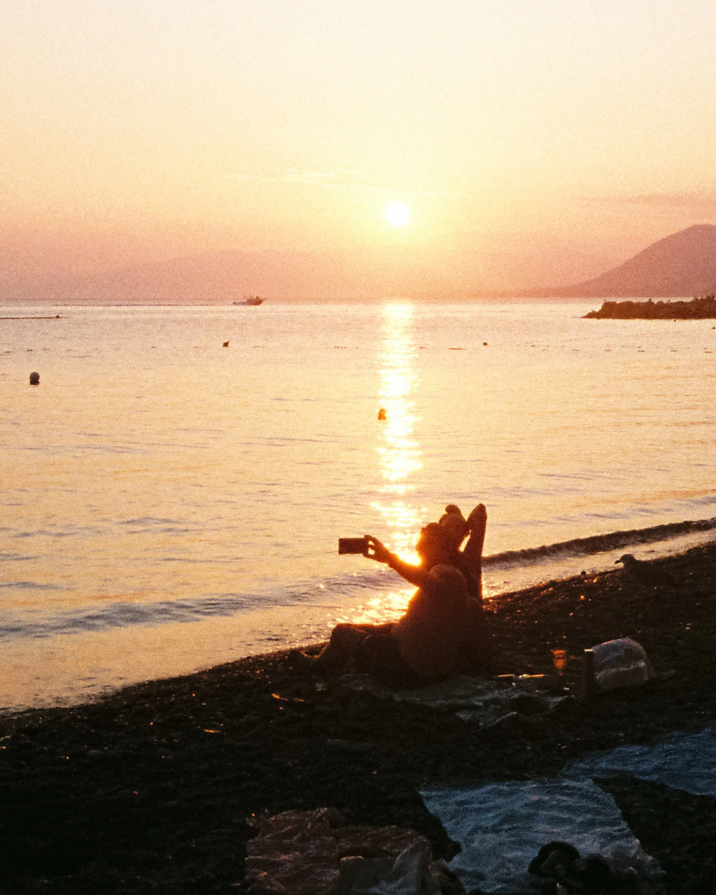 Sunset in Camogli, Italy.