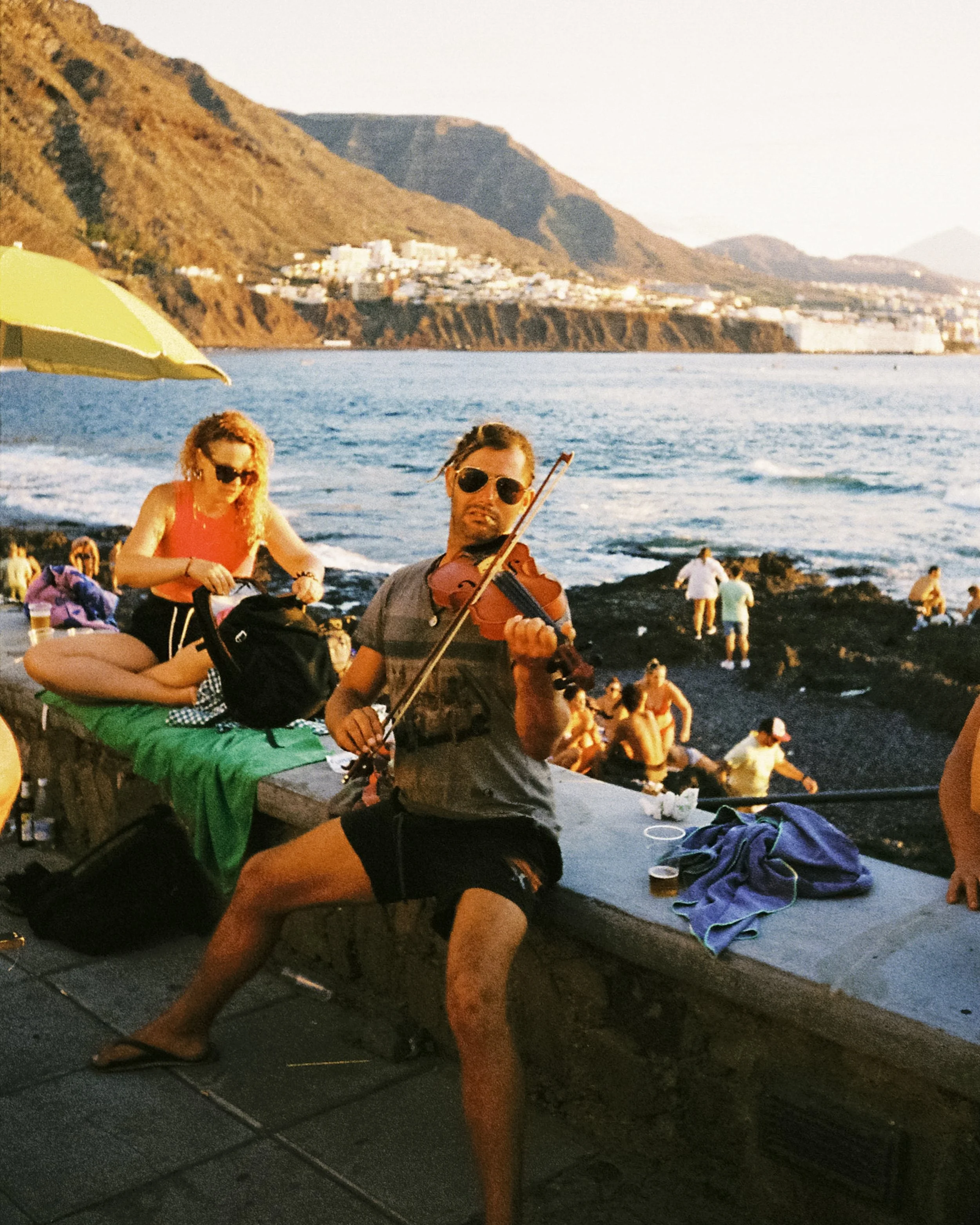 Violinist on the beach, Tenerife.