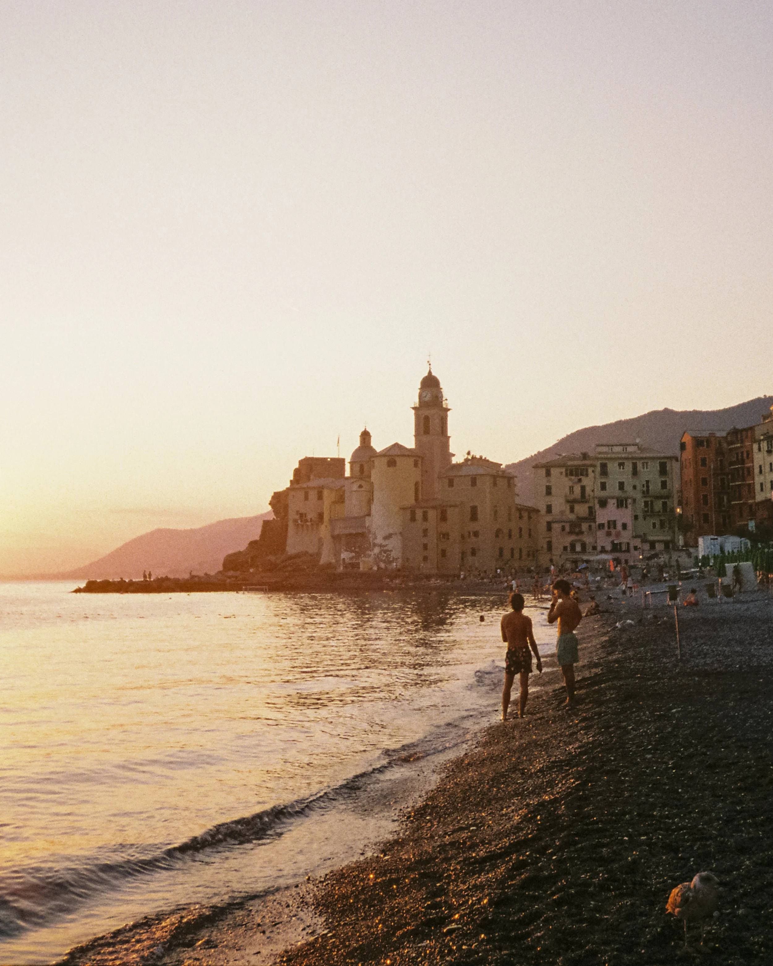 Sunset in Camogli, Italy.