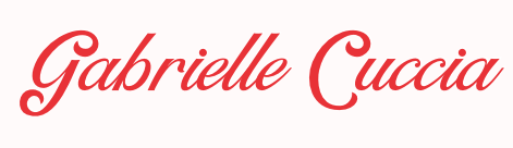 Text that says 'Gabrielle Cuccia' in red cursive font.