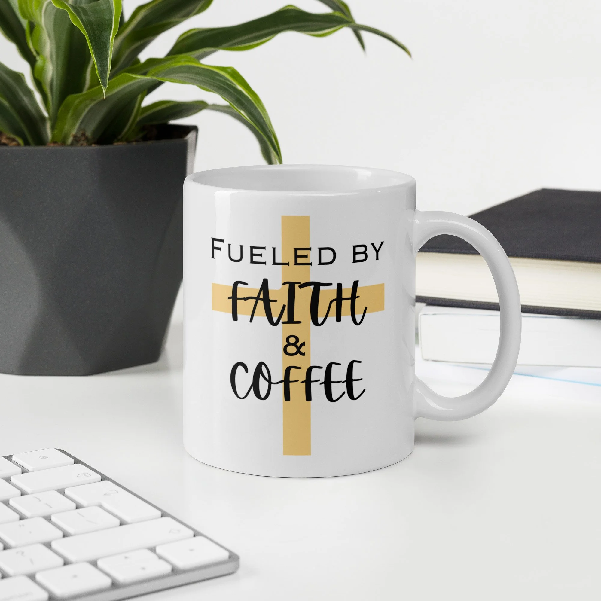Gold Cross - White Glossy Mug