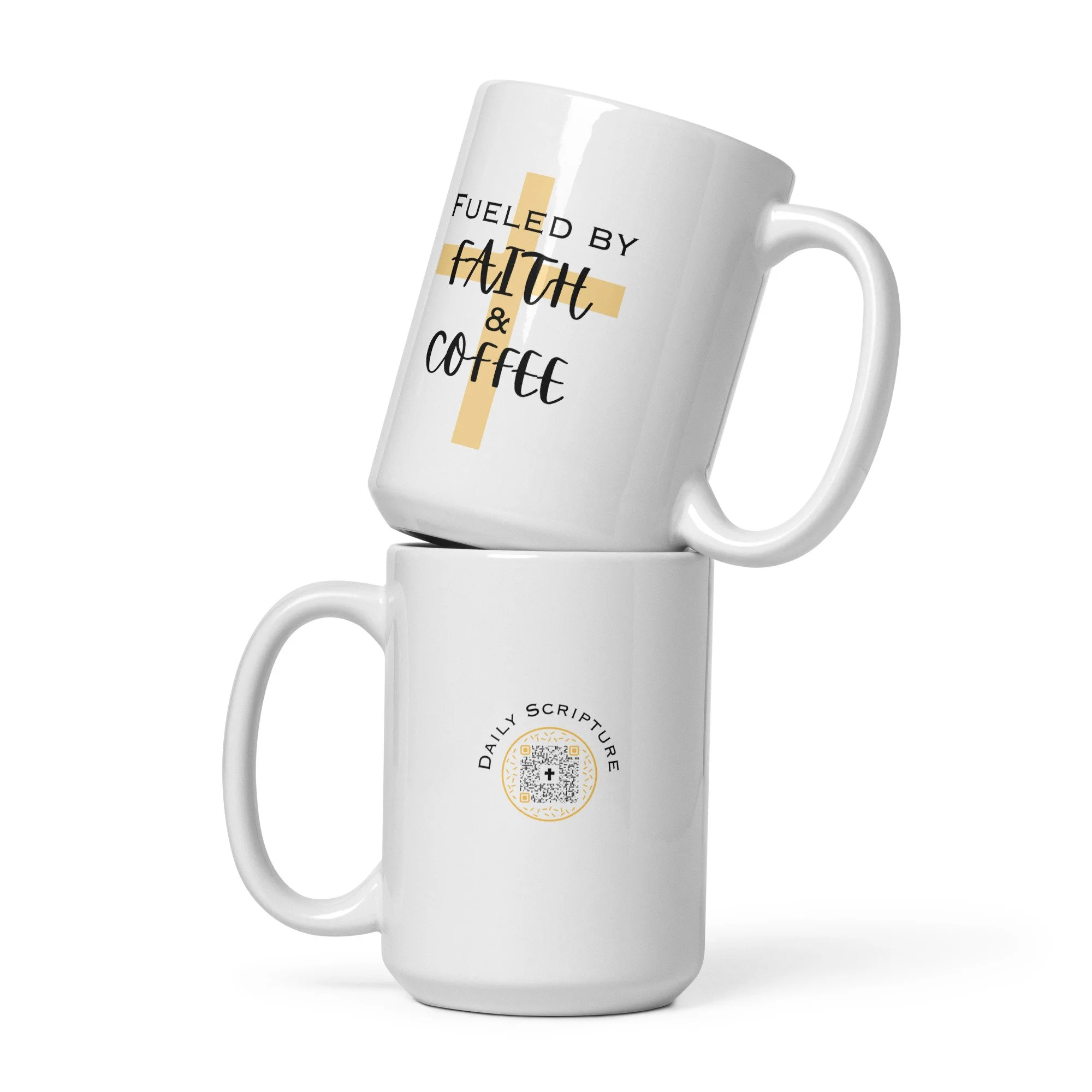 Gold Cross - White Glossy Mug
