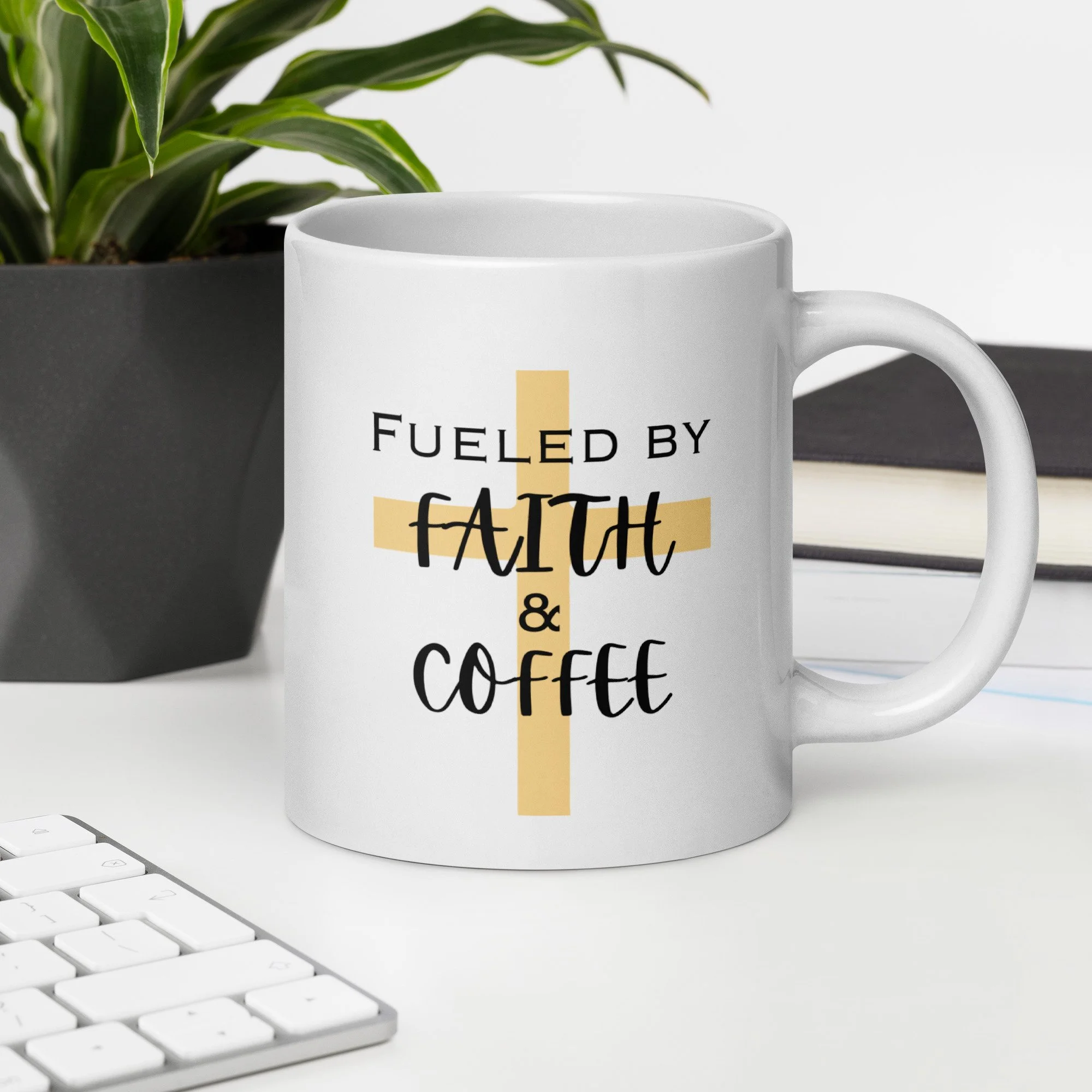 Gold Cross - White Glossy Mug