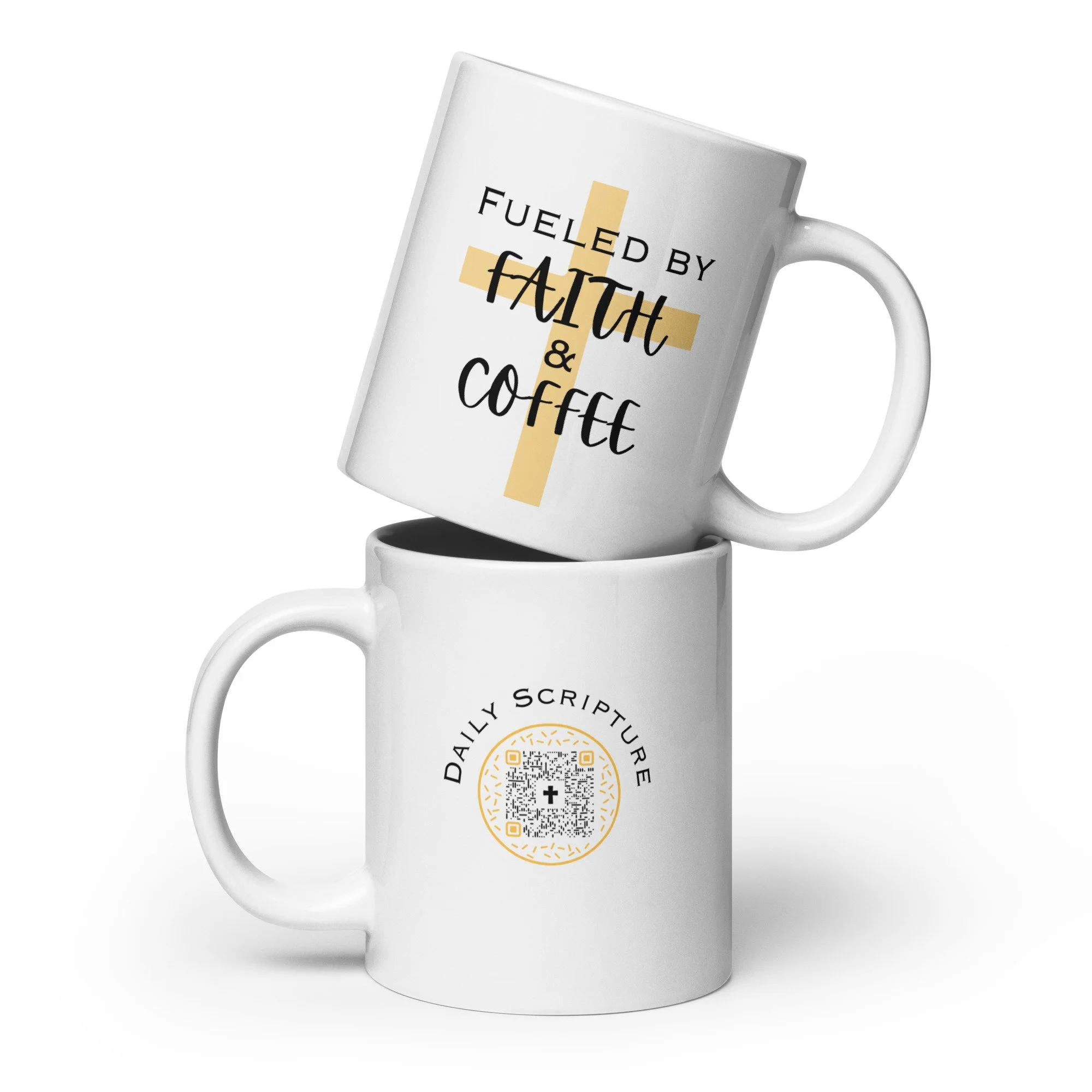 Gold Cross - White Glossy Mug