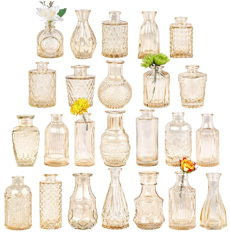 Amber Glass Bud Vases