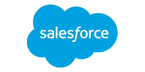Salesforce logo with white text inside a blue cloud.