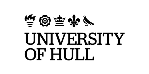 University of Hull logo with five heraldic symbols above the name