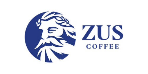 ZUS Coffee logo featuring a stylized lion head graphic and the text 'ZUS Coffee'.