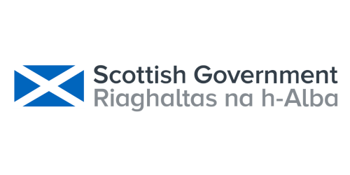 Scottish Government logo with Scottish flag and text in English and Gaelic