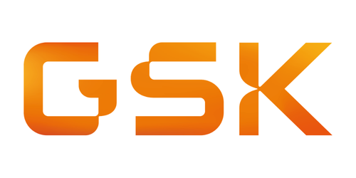 GSK logo in orange gradient text on a white background