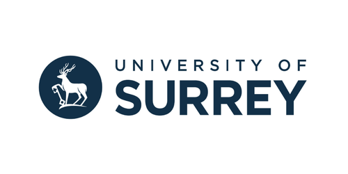 University of Surrey logo with a stylized deer inside a circle on the left and the text 'University of Surrey' on the right.