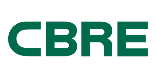 The logo of CBRE, a real estate services and investment firm.