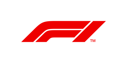 The Formula 1 logo in red with a stylized 'F1' design.