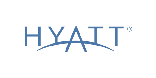 Hyatt logo with stylized text and an arched line beneath