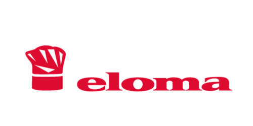 Eloma logo with a red chef hat icon and the word 'eloma' in red lowercase letters.