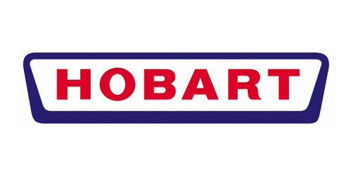 HOBART logo in red letters with a blue and white background.