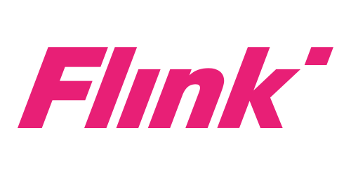 Flink logo in bold pink font.