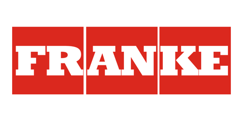 The word 'FRANK' written in bold white letters on a red background, divided into three sections.