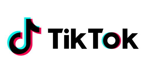 TikTok logo with black text and colorful accents