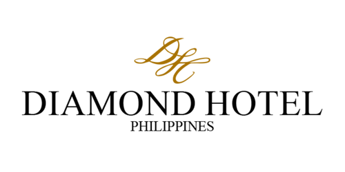 Logo of Diamond Hotel Philippines with gold initials and black text