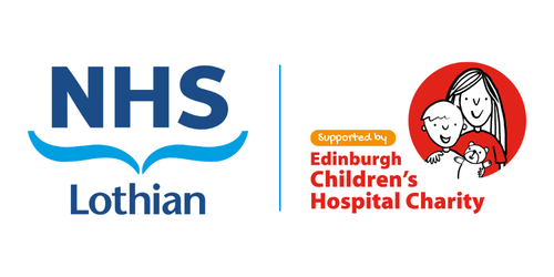 NHS Lothian logo with supporting by Edinburgh Children's Hospital Charity