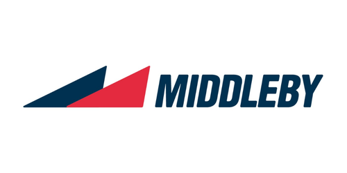 Middleby logo with stylized blue and red shapes and the word 'MIDDLEBY' in bold blue letters.